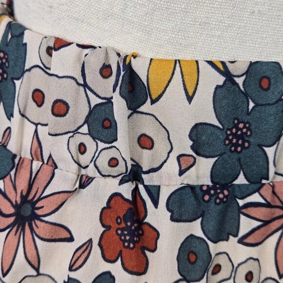 Roolee Size XS Earth Toned Floral Print A-Line Skirt Elastic Back Side Zip Lined - Picture 6 of 11
